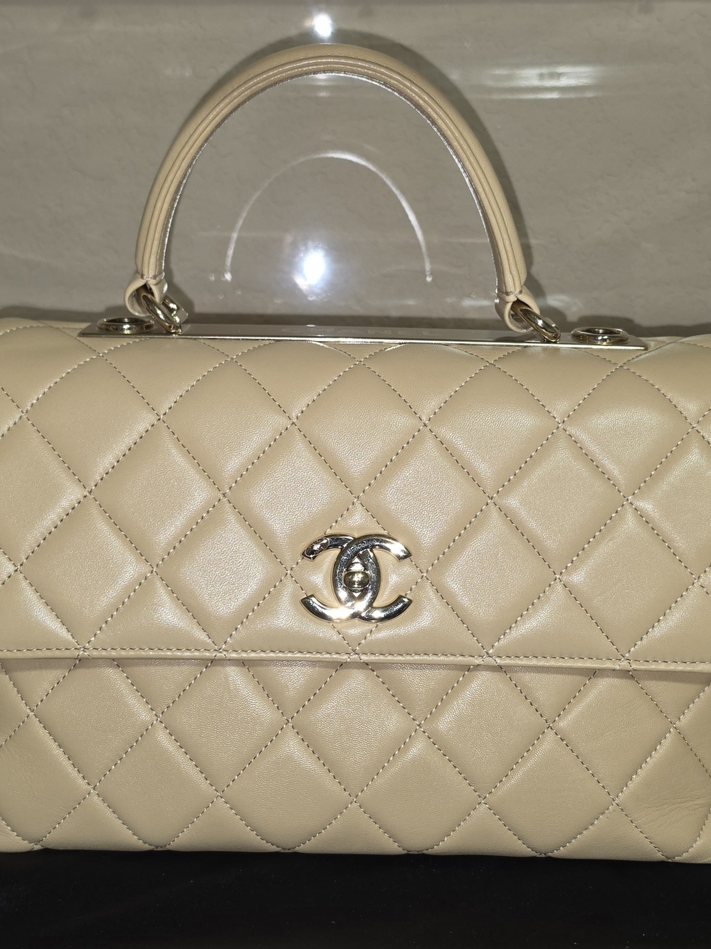 Chanel Trendy Medium In Light Beighe Top-Handle Bag with CC Turn Lock